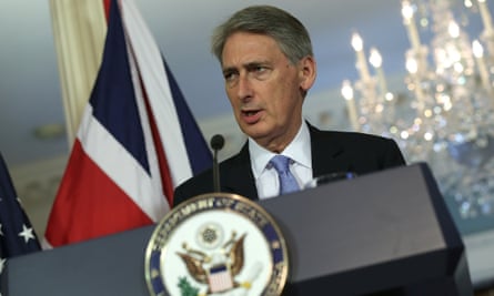 Philip Hammond answers a question during a joint press conference with US secretary of state John Kerry.