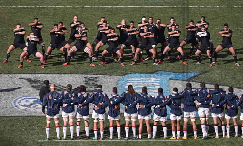 New Zealand perform their pre-match haka before dismantling the USA at Soldier Field.