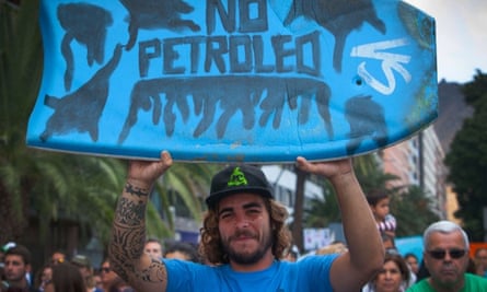 Nearly 200,000 people - one in 10 of the population - protested against plans to extract oil from in and around the Canary Islands.