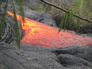 A new lobe of lava burns along Cemetery Road and Apa’a Street towards Pahoa