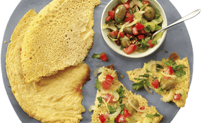 Yotam Ottolenghi's farinata with celery and caper salsa