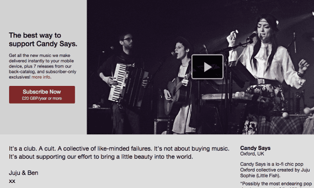 Candy Says is one of the first bands to test Bandcamp's subscription feature.