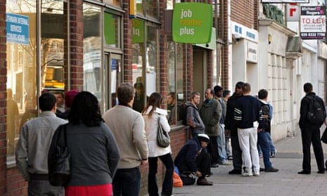 People queue outside a jobcentre in London in 2009.