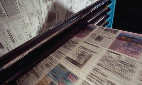 Newspaper in printing press