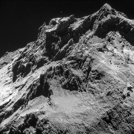 Rosetta took this picture 10 km above the 'body' of Comet 67P/Churyumov-Gerasimenko as it descended towards its landing site