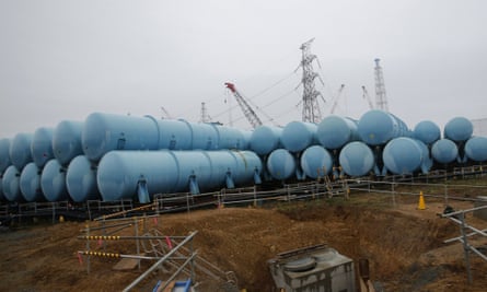 Some of the 1,000 water tanks being used to store contaminated water at the Fukushima Daiichi site.
