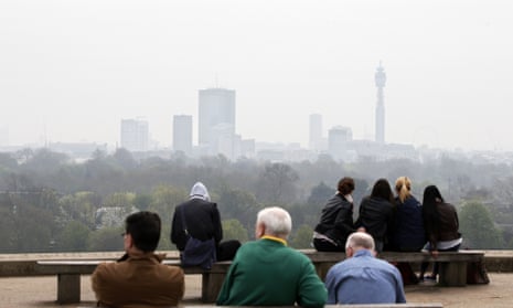 The smoggy view from Primrose Hill, April 3, 2014.