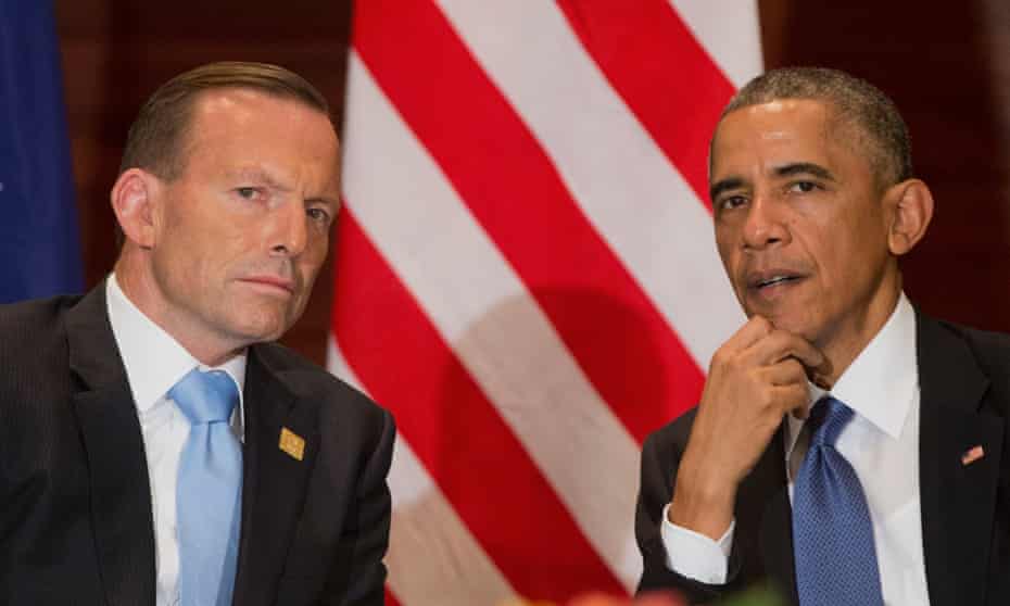 US President Barack Obama and Tony Abbott are at odds over climate change funding