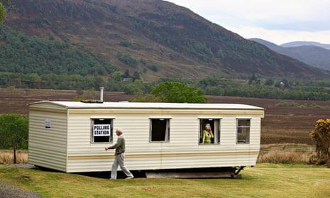 A caravan is used for Coulags polling station in Scotland