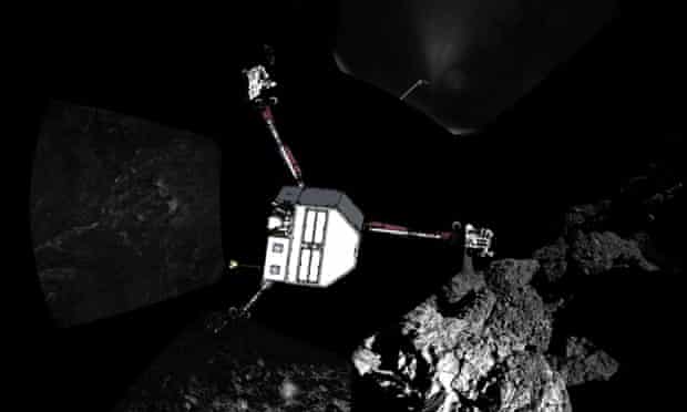 The orientation of the Philae lander as it came to rest on the comet.
