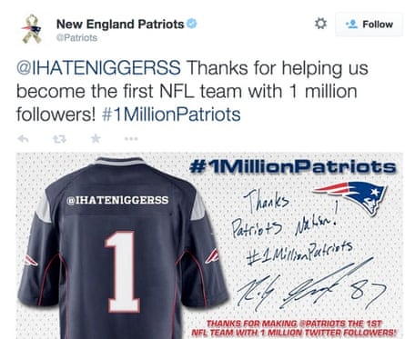 New England Patriots Run Into Twitter Trouble With Tweet To Racist Account New England Patriots The Guardian