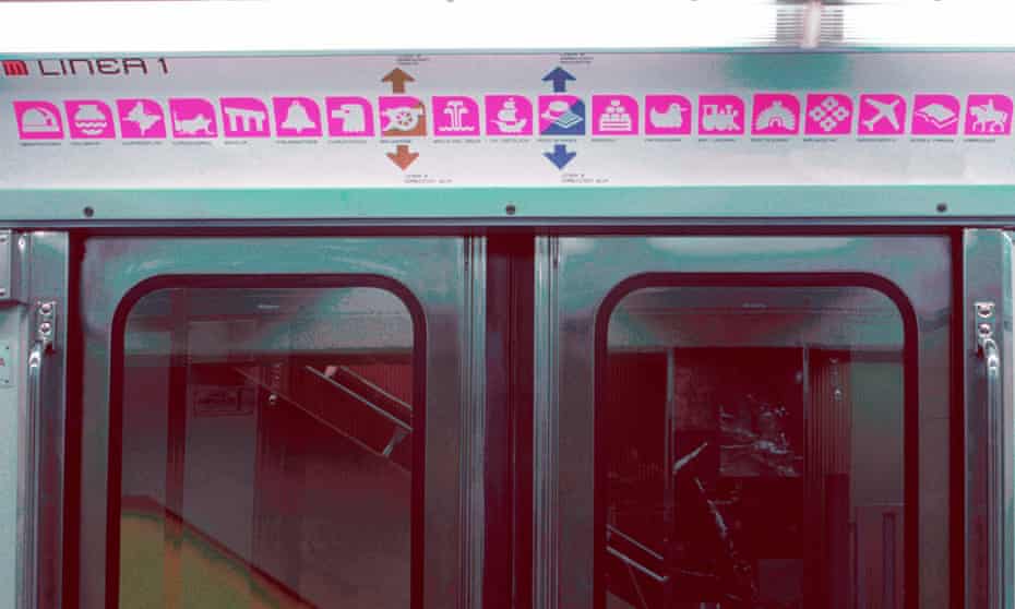 Mexico's underground train system uses symbols for the stations rather than names.