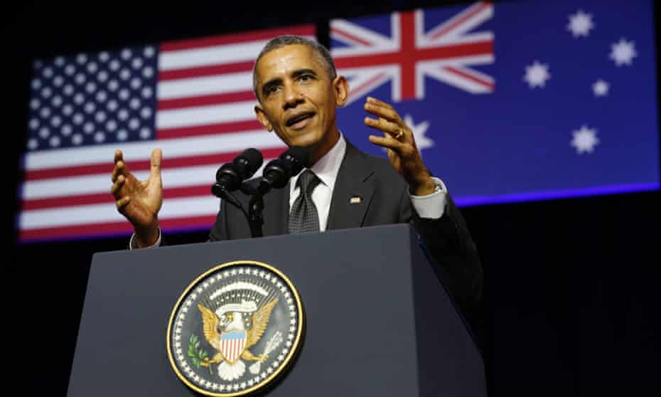 Barack Obama speaks at the University of Queensland in Brisbane.