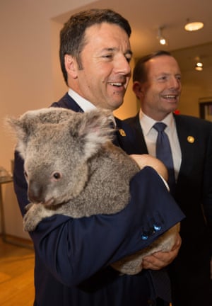 Matteo Renzi with Tony Abbott at the summit.