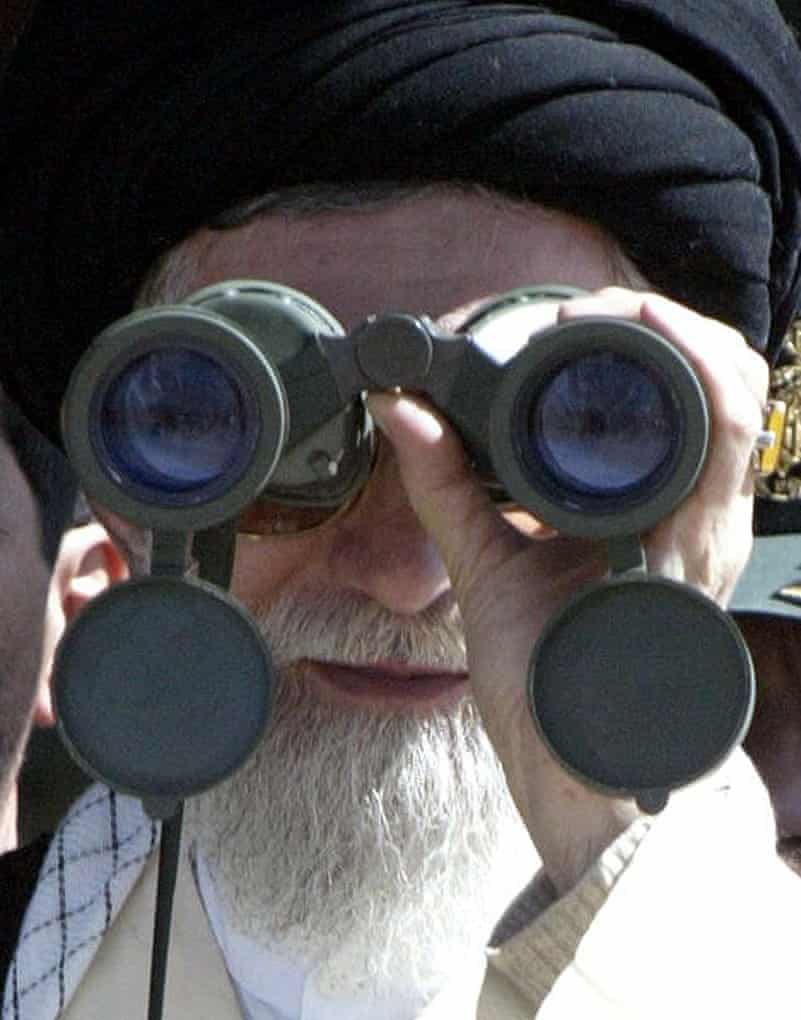 Iran’s Ayatollah Khamenei has called several times in recent months for Muslim unity. Pictured here at a Revolutionary Guard military manoeuvre in a western province near the border with Iraq in 2004.