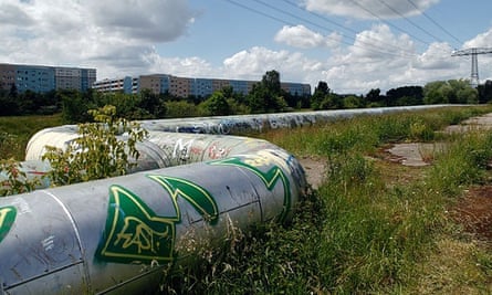 Pipes for district heating in Berlin, Germany.