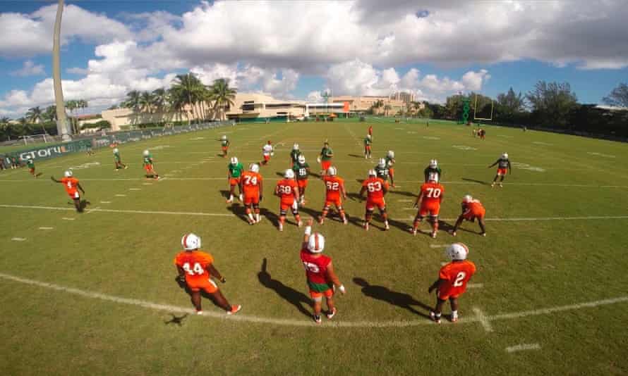 Miami Athletics, using drones to capture scenes from their workouts.