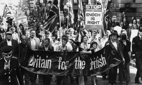 Anti-immigration protestors march to the Home Office in August 1972.
