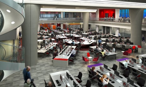 The BBC's newsroom at New Broadcasting House.