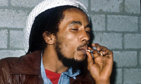 Bob Marley smoking a joint