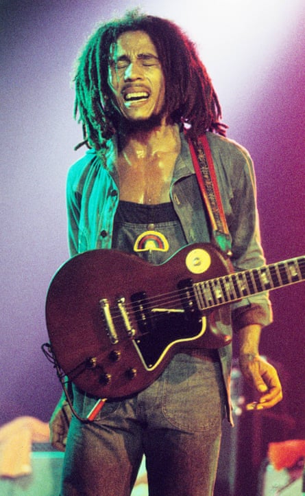 Bob Marley performs on stage with The Wailers in May 1977 in The Hauge, Netherlands