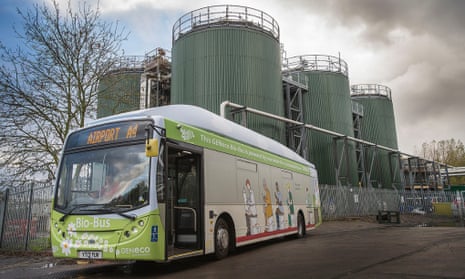 The Bio-Bus, powered entirely by human and food waste runs a service between Bath and Bristol Airport