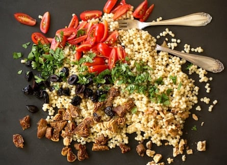 Annalisa Mather's snap of her Israeli couscous with figs, olives and tomatoes.