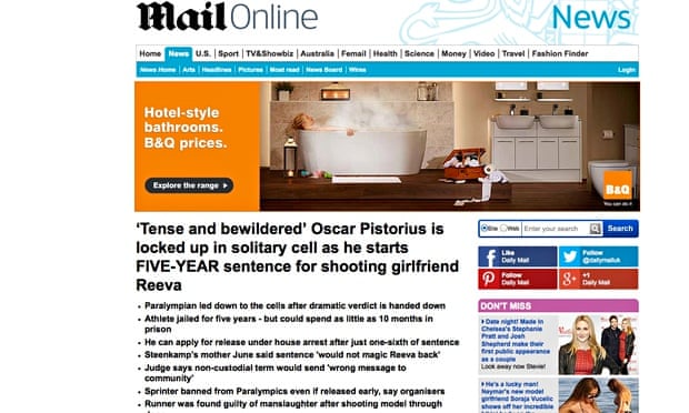 Jailing Of Oscar Pistorius Helps Mail Online To New Daily Traffic