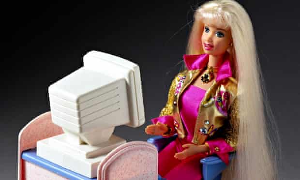 Barbie at a computer