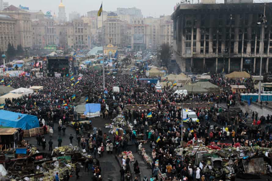 Pro-European demonstrators gather during a rally in Kiev's Independence Square. Ukraine