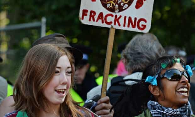 Protesters demonstrate against fracking in Balcombe, West Sussex, last year.