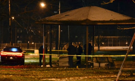 Cleveland police investigating the scene after an officer killed a 12-year-old boy
