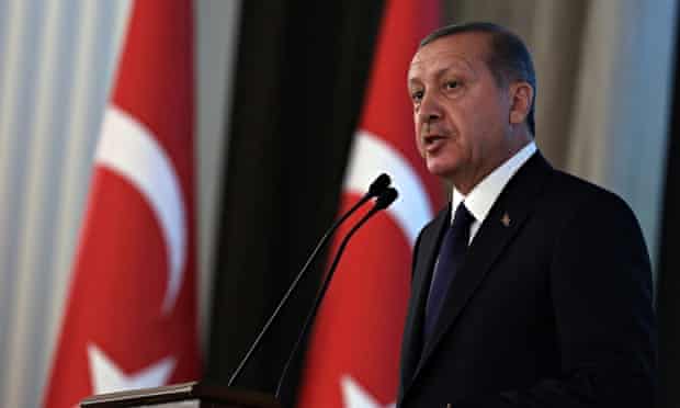 Recep Tayyip Erdogan speaking during a ceremony in August where he formally took over from predecess