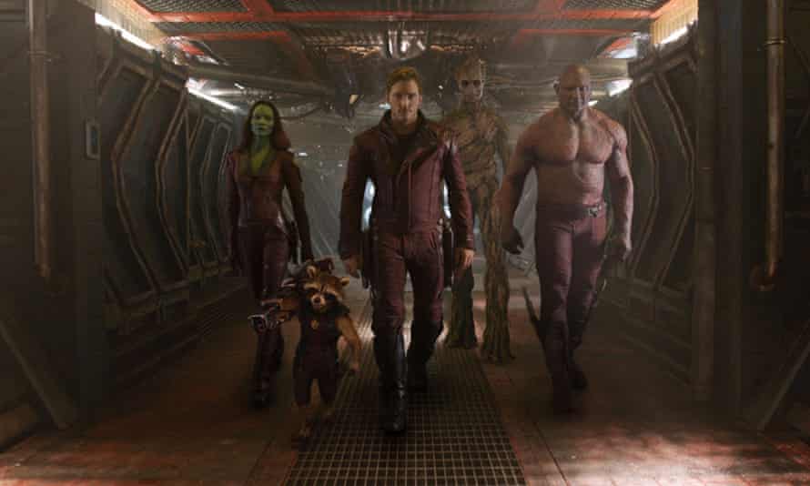 Zoe Saldana, Rocket Raccoon, Chris Pratt, Groot, Dave Bautista Guardians of the Galaxy