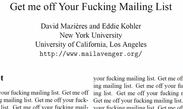  Get Me Off Your Fucking Mailing List research paper
