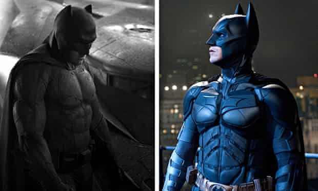 Composite of Ben Affleck and Christian Bale as Batman