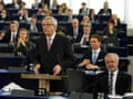 President of the European Commission Jean-Claude Juncker delivers his statement on growth, jobs and investment package for Europe, Wednesday Nov 26, 2014 at the European Parliament in Strasbourg.