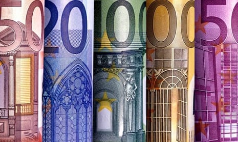 Close-up of euro notes
