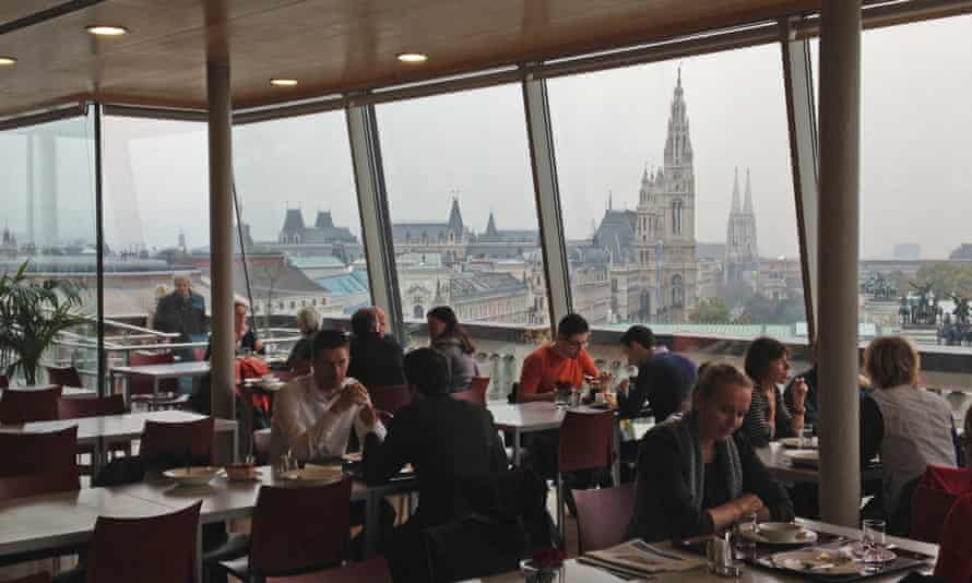 Justice Ministry canteen looking towards Parliament and the Rathaus, Vienna.