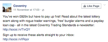Coventry city council Facebook post