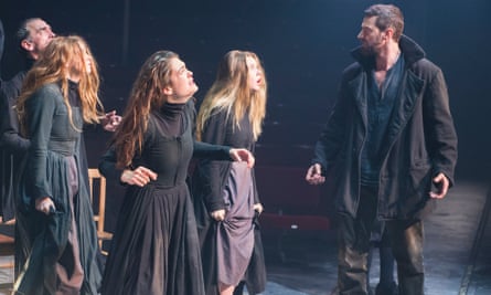 Samantha Colley as Abigail, centre, and Richard Armitage as John Proctor in The Crucible.
