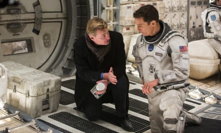 Christopher Nolan and Matthew McConaughey on the set of Interstellar.