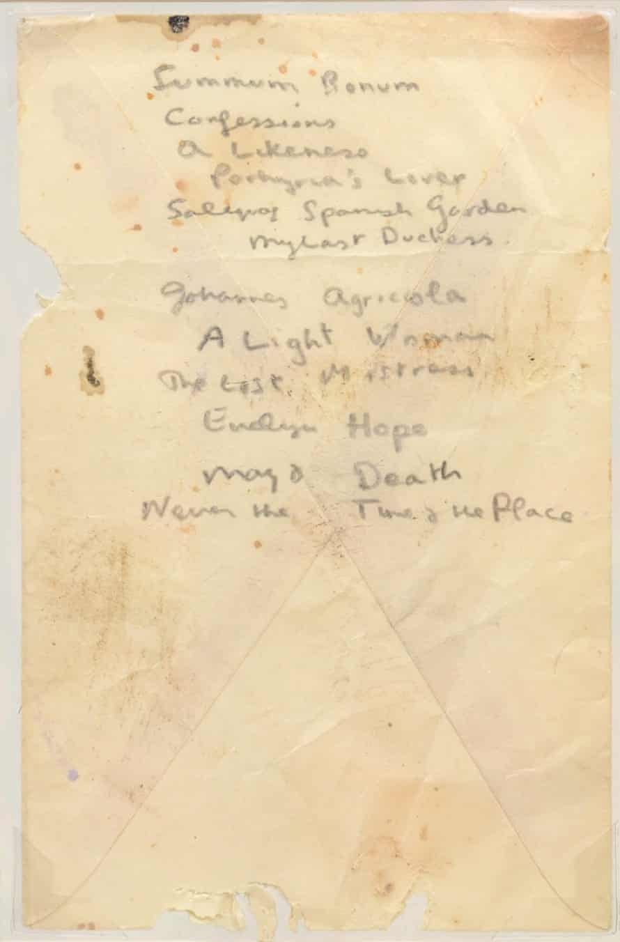 Dylan Thomas's list of Robert Browning poems