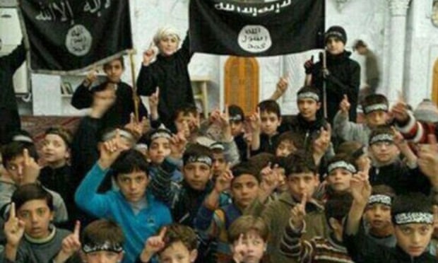 Children at a jihadist training camp in an image released by activist network Raqqa is being Slaughtered Silently.