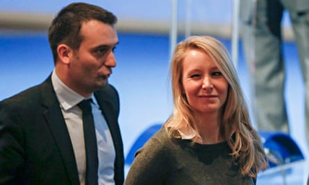 Marion Marechal-Le Pen with Florian Philippot during the Front National congress in Lyon.