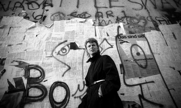 David Bowie photographed in front of the Berlin Wall in 1987.