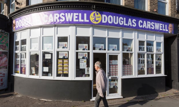 The Ukip byelection office in Clacton, where Tory defector Douglas Carswell won the first seat for the party.