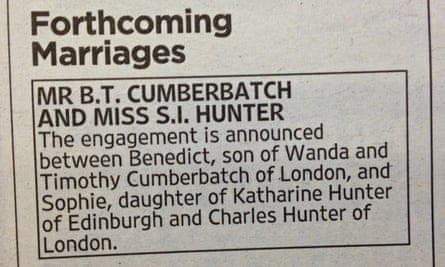 Benedict Cumberbatch engagement announcement