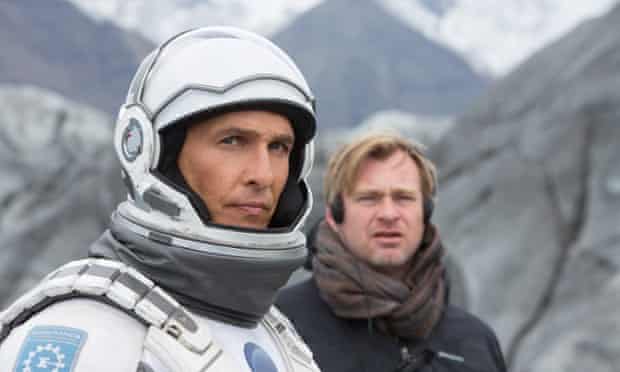 Christopher Nolan, right, on the set of Interstellar with the film's star Matthew McConaughey.