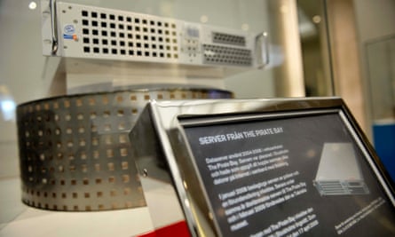 Pirate Bay's first server is displayed at the Technical Museum in Stockholm in 2009.